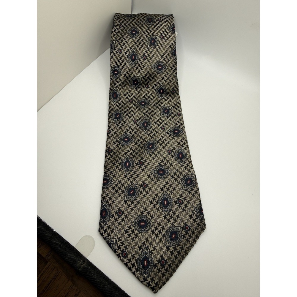 Robert Talbott Nordstrom Tie Mens Silk Houndstooth Medallion USA 61" Long